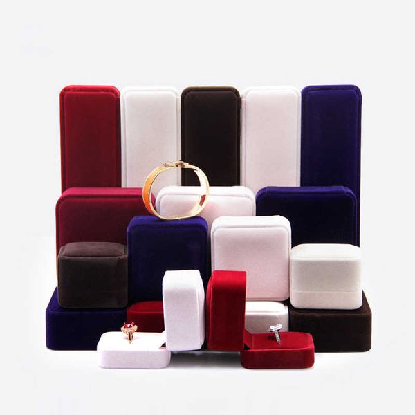

jewelry boxes new velvet jewelry box ring holder gift packaging marriage storage organizer earring display wedding wholesale l221021, Black;white