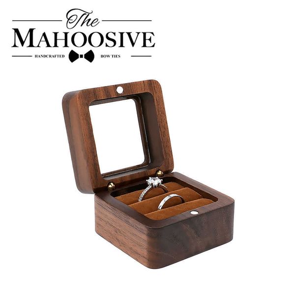 

jewelry boxes wood ring organizer case earring display box with window open ds storage showcase solid microfiber l221021, Black;white