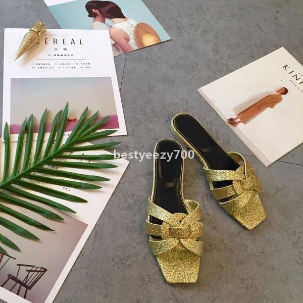 

sandal slippers summer shoes woman casual leather square toe designer tribute bling outside yslity ude, Black