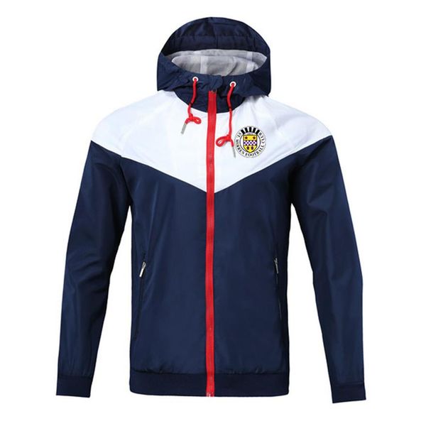 

st mirren men's football training jacket hooded wind resistant jacket fashion trend windbreaker zipper football autumn jacket280c, Black;brown