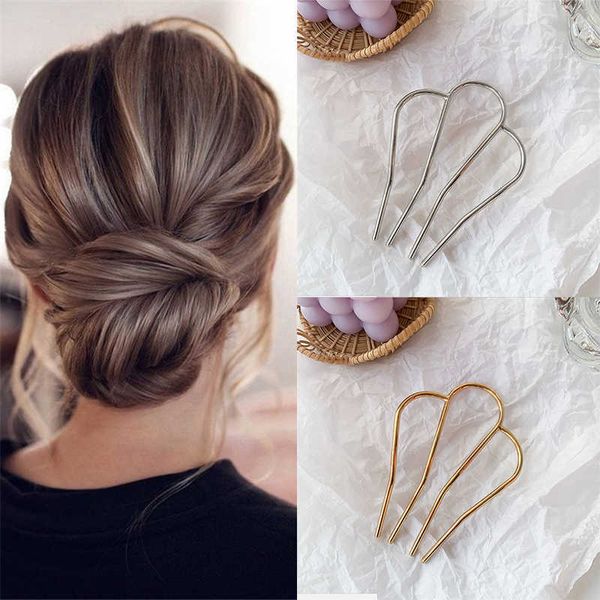 

wedding hair jewelry new u shaped alloy hairpins hair clips simple metal bobby pins barrettes bridal hairstyle tools accessories for women b, Slivery;golden