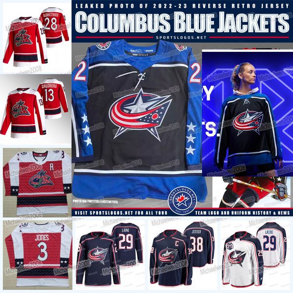 

johnny gaudreau columbus blue jackets jersey 2022-23 reverse retro boone jenner patrik laine brendan gaunce zach werenski gustav nyquist, Black