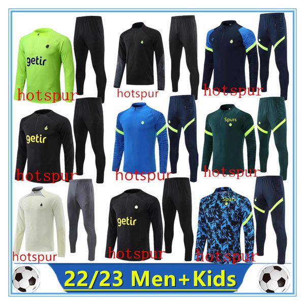 

22 23 spurs soccer training suit dele son tottenham soccer jerseys ham bale kane hojbjerg bergwijn lo celso men kids kit shirts long sleeve, Black