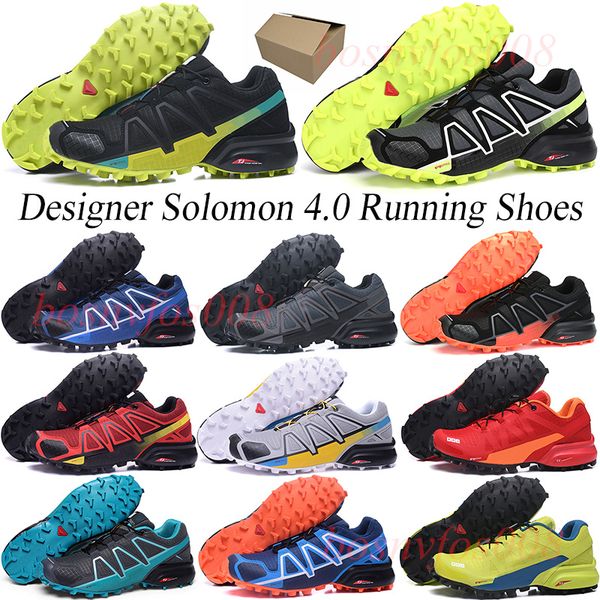 

running shoes trainers sports sneakers outdoor mens solomon original speed cross 4 speedcross runner light gray fluorescent yellow navy blue