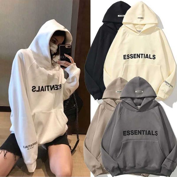 

fashion couples essentials hoodies fear double thread autumn winter stamping couple hoodie sweater plush, Black