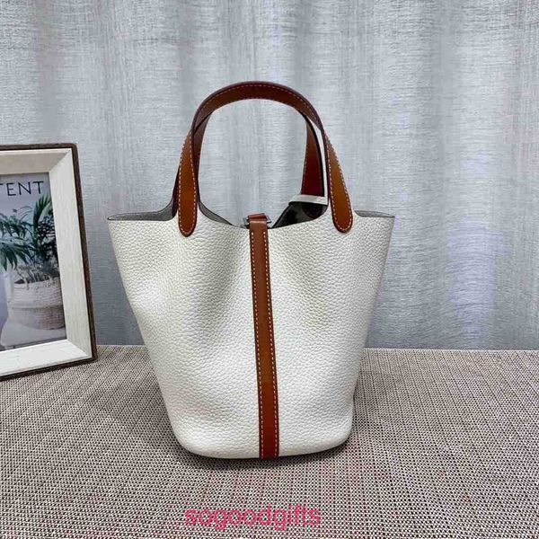 

designer herme bags women's picotin lock handbags tote bag first layer litchi grain cattle hide basket bag with assorted dishes 18large