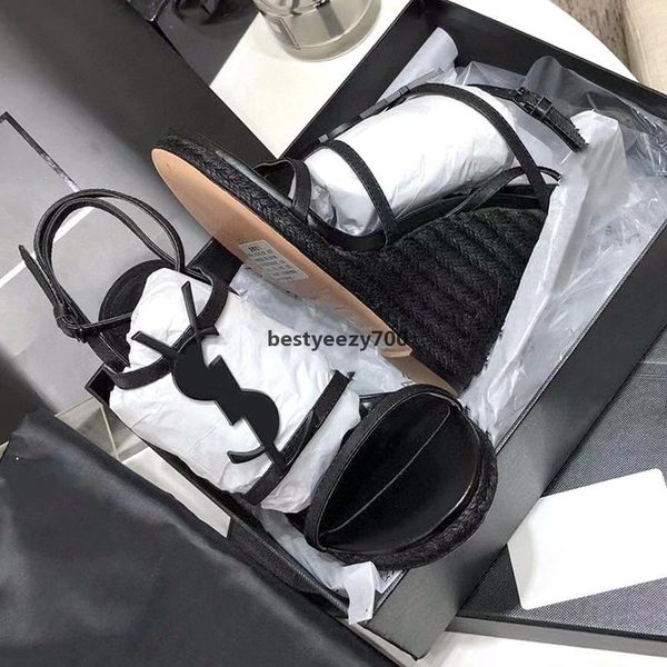 

sandal women cassandra sandals wedge espadrilles black white leather .5 cm high heels adjustable buckle wedding dress shoes no3 yslity aux