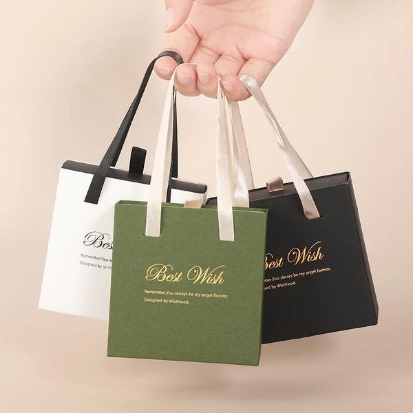

paper drawer jewelry box ring earrings necklace packaging gift boxes display cases with handle for wedding proposal, Black;white
