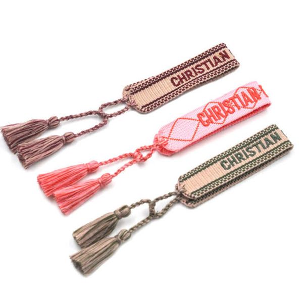 

women's luxury fashion bracelets brand d designer bangle jewelry embroidered word bracelet letter rope woven tassel simple trinket men, Golden;silver
