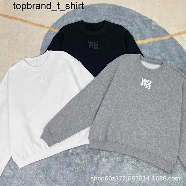 

men's hoodies designer sweatshirts alexanders autumn new letters foam wangs printing round neck loose plush sweater women hoodie, Black