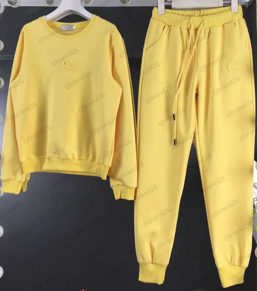 

two pieces sets womens two piece pants letter logo jacquard round neck hoody high waist lace-up loose trousers fashion designer women appar, White