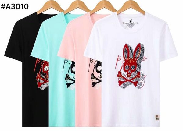 

men's skull rabbit bunny flocking cartoon embroidery pattern short sleeve fashion brand casual men and women #06, White;black