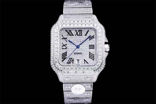 

montre de luxe 40mm men watches 8215 automatic mechanical movement watches color diamond watch 904l steel case strap waterproof 016, Slivery;brown