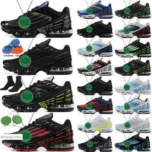 

tn plus 3 running shoes tuned volt glow purple nebula supernova grey yellow parachute neon deep royal walking jogging hiking me air nks, Black