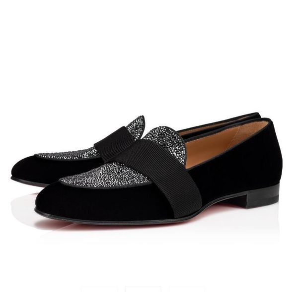 

red-bottoms sandal christians elegant gentleman night strass moccasin shoes for business party dress loafers shoes low oxford walkin gpn, Black