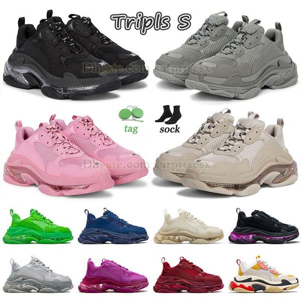 

luxury running shoes tripls s all black white sail vintage beige mens womens designer sneakers famous outdoor sports platform trainers tripl