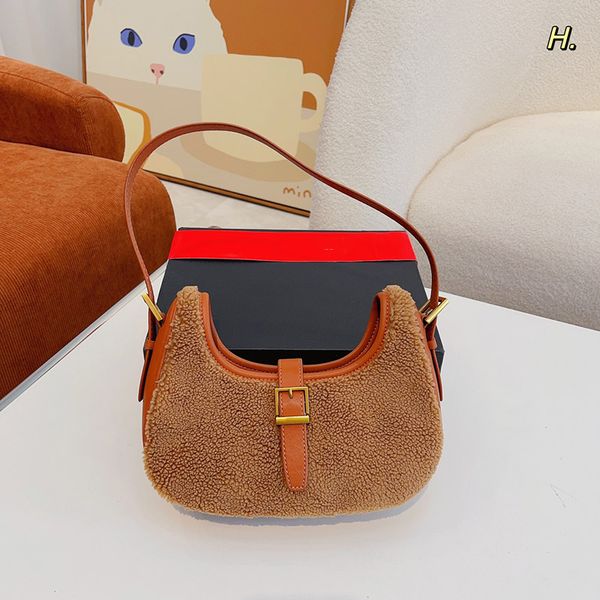 

fashion designer bags luxury brand handbags shoulder bag patchwork lambswool underarm half moon bags cross body purses