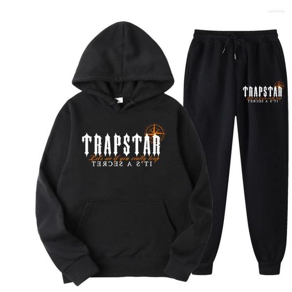 

men's tracksuits fw22 brand printed sportswear men women warm fleece streetwear set hoodie sweatshirt pants jogging male, Gray