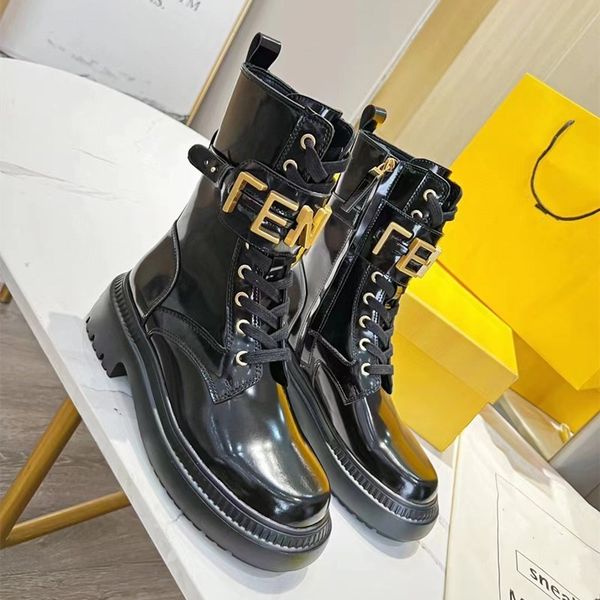 

new designer women boots %100genuine leather shiny detachable combat shoes outdoor thick bottom mid-length boot 35--41size, Black