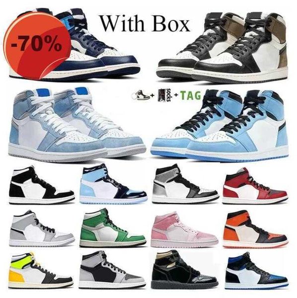 

dress shoes jumpman 1 high og basketball shoes sneakers trainers university blue electro orange dark mocha bred shadow unc twist men women s, Black