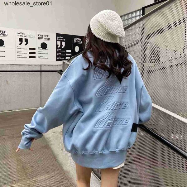 

men's hoodies designer sweatshirts we11done winter men's women's thickened sweater couple's hoodie, Black