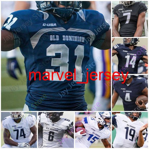 

old dominion odu monarchs football jersey ncaa college stone smartt hayden wolff messiah deweaver strong lala davis moore fulgham ximines, Black