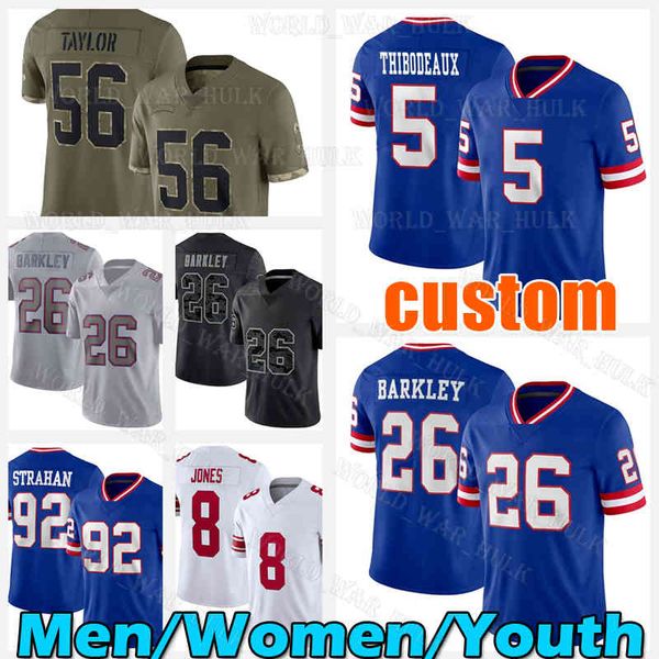 

26 saquon barkley jersey kayvon thibodeaux new yorks lawrence taylor xavier mckinney 8 daniel jones eli manning giants kenny golladay azeez, Black;red