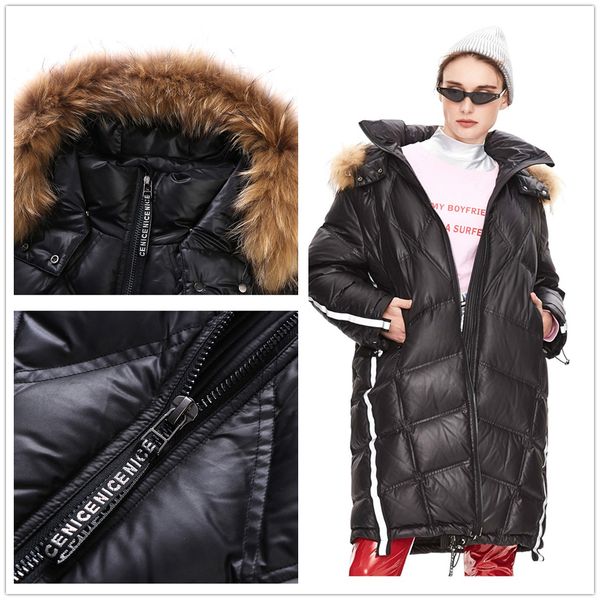

winter down jacket womens dark blue color with a hood fashion style long women clothes for winter designer outdoor waterproof thermal coat, Black