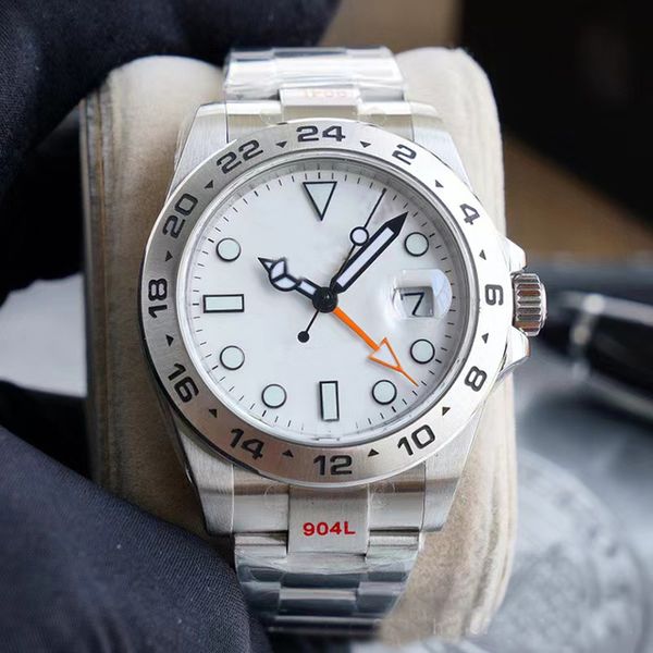 

new automatic mechanical mens sports watch black white number dial sapphire glass watches stainless steel explorer male wristwatches, Slivery;brown