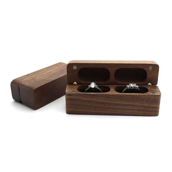 

jewelry boxes fashion wood ring for 2 s slim double storage holder modern wedding bearer decorative with lid l221021, Black;white