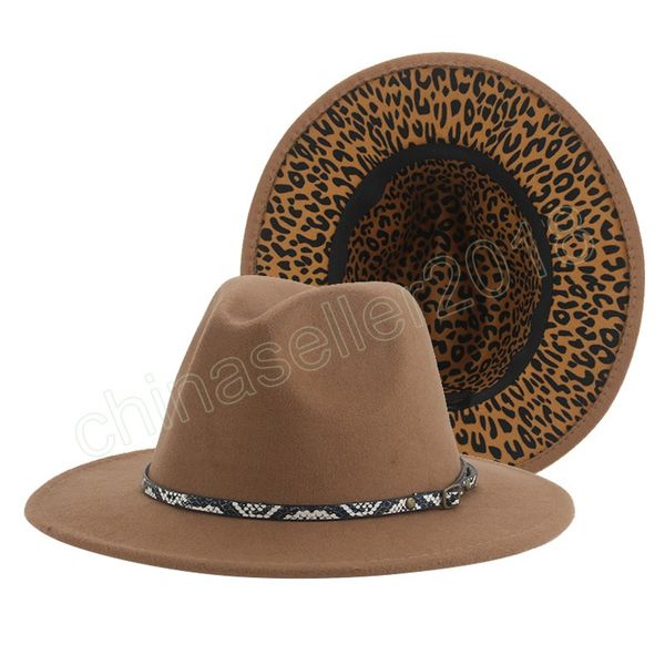 

hats for women men leopard fedora hat patchwork casual wide brim band belt winter women's hat caps sombreros de mujer, Blue;gray