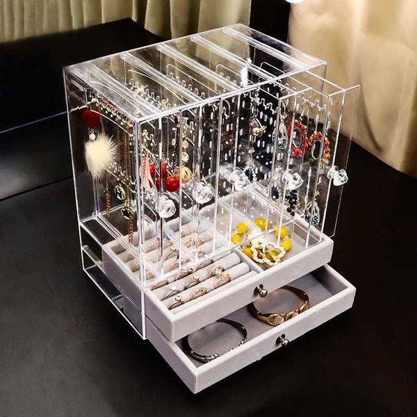 

jewelry boxes box fashion portable velvet ring earrings display organizer tray holder earring storage case showcase l221021, Black;white