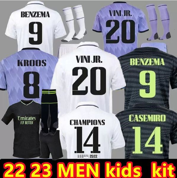

2022 benzema finals soccer jersey 22 23 football shirt vini jr camavinga tchouameni real madrids valverde hazard asensio modric camiseta me, White;black