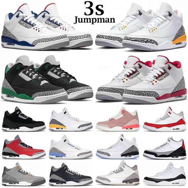 

with box jumpman 3 basketball shoes 3s sneakers fashion fire red retro black gold desert elephant unc racer blue women mens