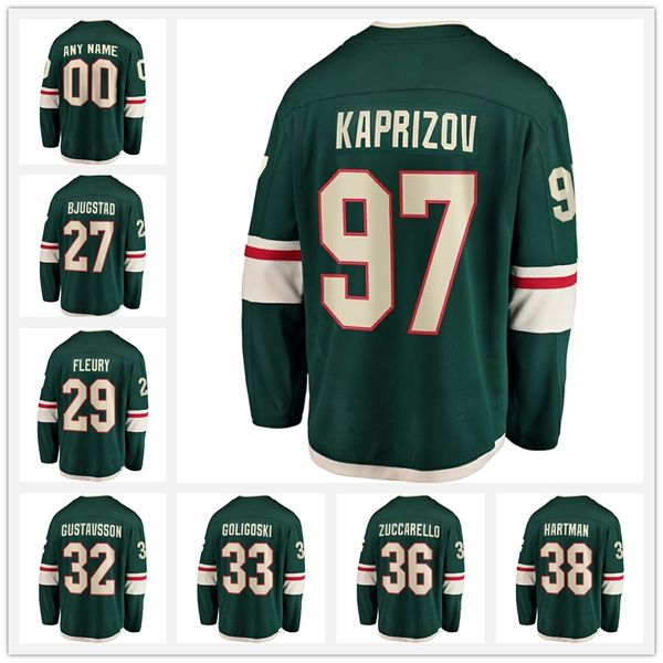 

kirill kaprizov 97 hockey jerseys wild fleury 29 marco rossi 23 marcus foligno 17 mats zuccarello 36 joel eriksson 14 greenway 18 home away, Black