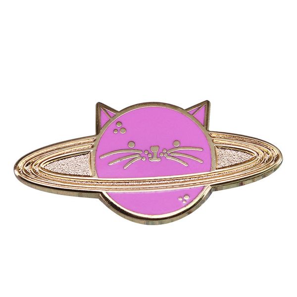 

other fashion accessories cute animal saturn cat cartoon brooch metal enamel collect denim jacket backpack pin children, Silver