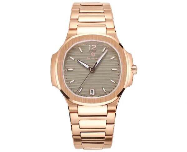 

Business Ms. wristwatch size 35mm rose gold color case with diamond all stainless steel 50m waterproof, Green