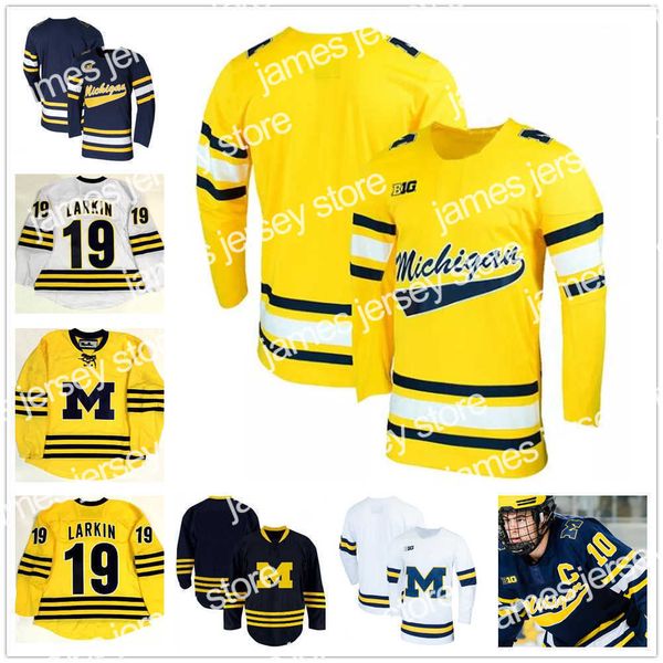 

college hockey wears custom michigan wolverines colleage hockey jerseys any name number yellow 19 larkin 13 zach werenski 10 will lockwood 3, Black