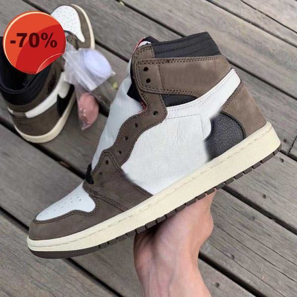 

jumpman 1s basketball shoes for mens womens travis scotts 1 lows patent bred highs hyper royal offs white taxi dark mocha men trainers, Black