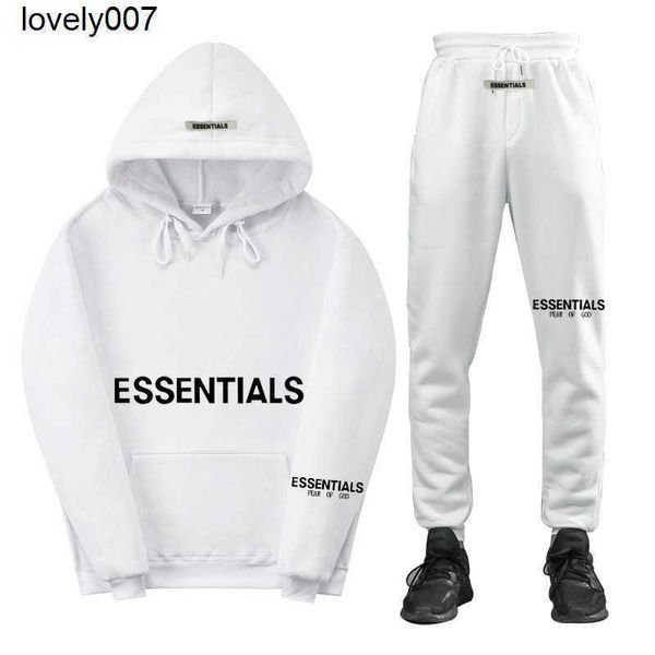 

designer double line fashion brand essential new chest stamping men's women's sweater set men's tracksuits, Gray