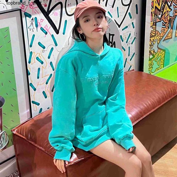 

new men's hoodies designer sweatshirts alexanders autumn couple style embossed dimensional letter hooded casual wangs sweater men women, Black