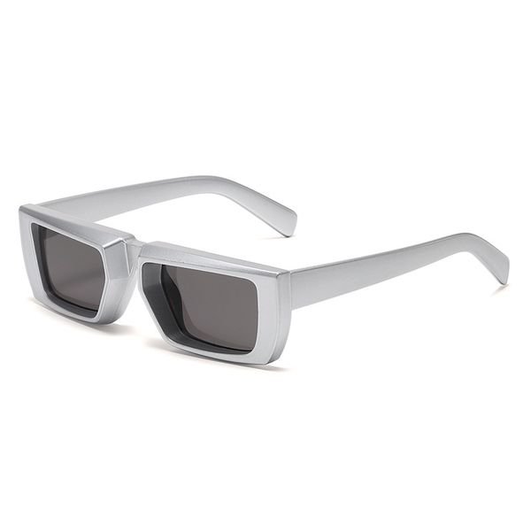 

square frame fashion sunglasses hip hop style vintage designer silver black shades glasses cool for men and women uv400, White;black