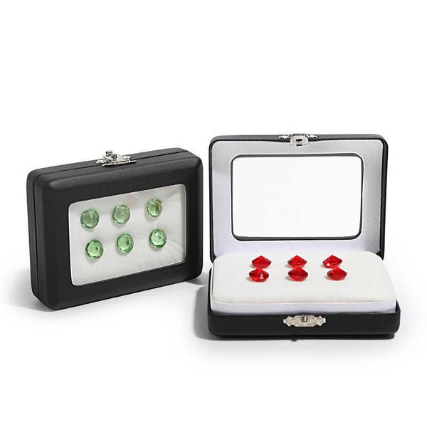 

jewelry boxes black loose diamond storage ring face colored gemstone packaging metal lock display stone l221021, Black;white