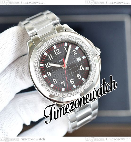 

40mm aquanaut 5167 a2813 automatic mens watch 5167/1a-001 gray red texture dial stainless steel bracelet diamond bezel sport new watches tim, Slivery;brown