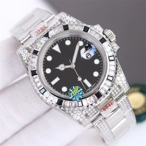 

diamond watch 40mm men watches 2836/3135 fully automatic mechanical movement watches color diamond watch 904l fine steel case strap waterpro, Slivery;brown