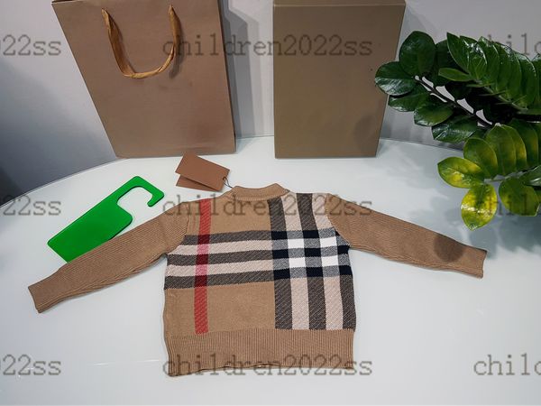 

boys baseball custom sweatshirts high end children 22fw designer knitted bbr cardigan sweater houndstooth dr zip sweaters stripe sleeve autu, Black
