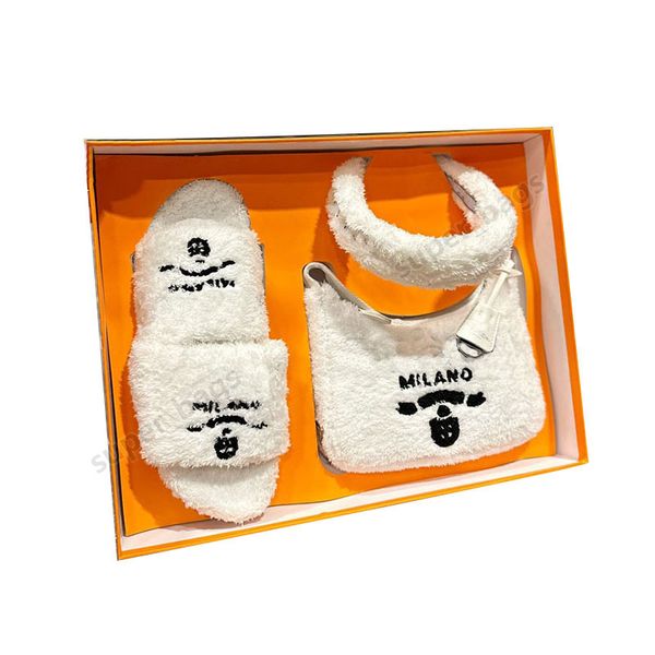 

mini prads bag reedition 2000 terry fabric new designer luxury woman girl underarm bags crossbody tote hair hoop slipper 3pcs set shoes eur