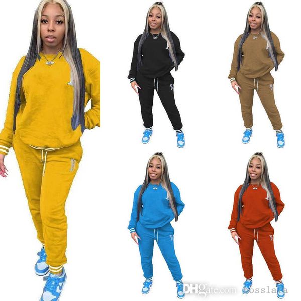 

womens plush tracksuits letter embroidery splicing thread sweater two piece jogger set 2022, Gray