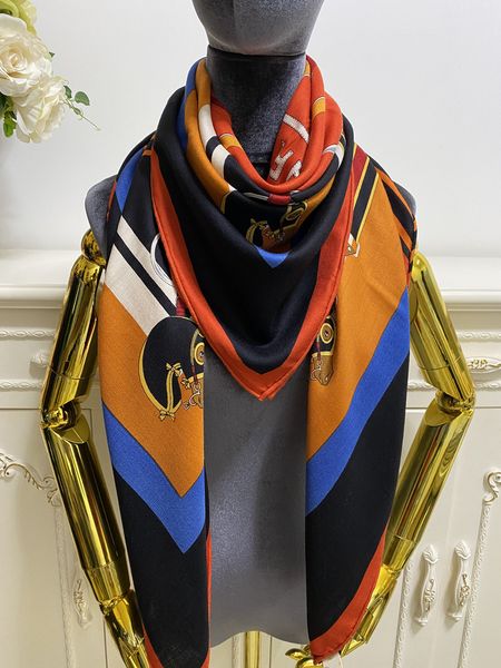 

women's square scarf scarves shawl 35% wool 65% cashmere material pint letters horse pattern size 130cm- 130cm, Blue;gray