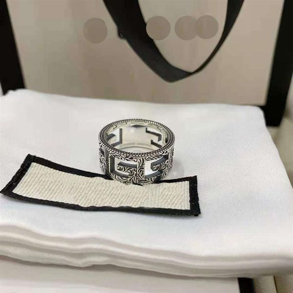 

ancient double g ring couple hollow fashion thai silver light luxury cold wind gift party anniversary with box254t